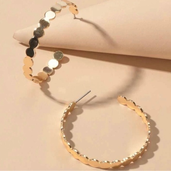 Gold Dot Hoop Earrings - Picture 3 of 6